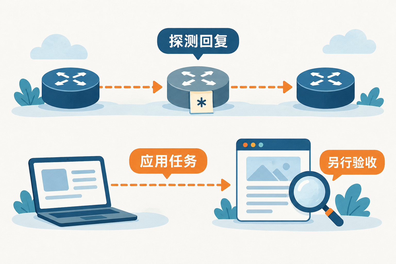 路由探测某跳没有回复时仍另行核对应用任务的示意